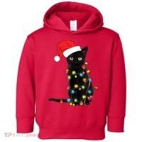 Retro Black Cat Christmas Light Funny Cat Toddler Hoodie thumb 0