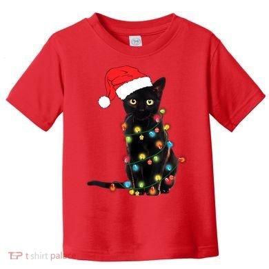 Retro Black Cat Christmas Light Funny Cat Toddler T-Shirt