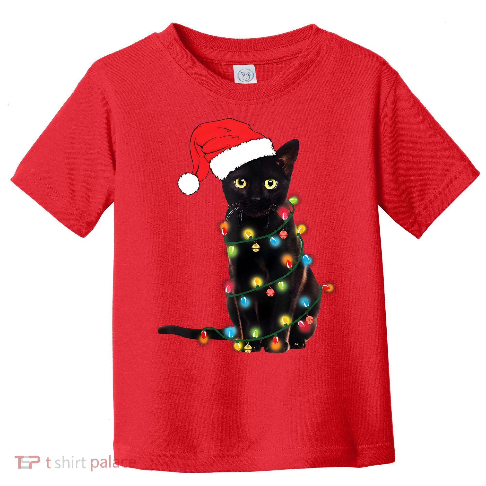 Retro Black Cat Christmas Light Funny Cat Toddler T-Shirt
