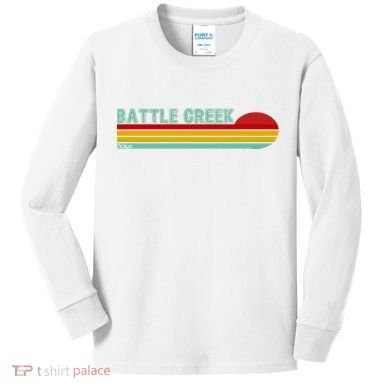 Retro Battle Creek Michigan Kids Long Sleeve Shirt