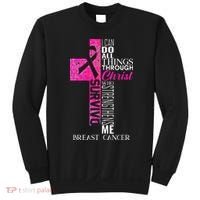 Ribbon Breast Cancer Survivor Christian Cross Sweatshirt thumb 0