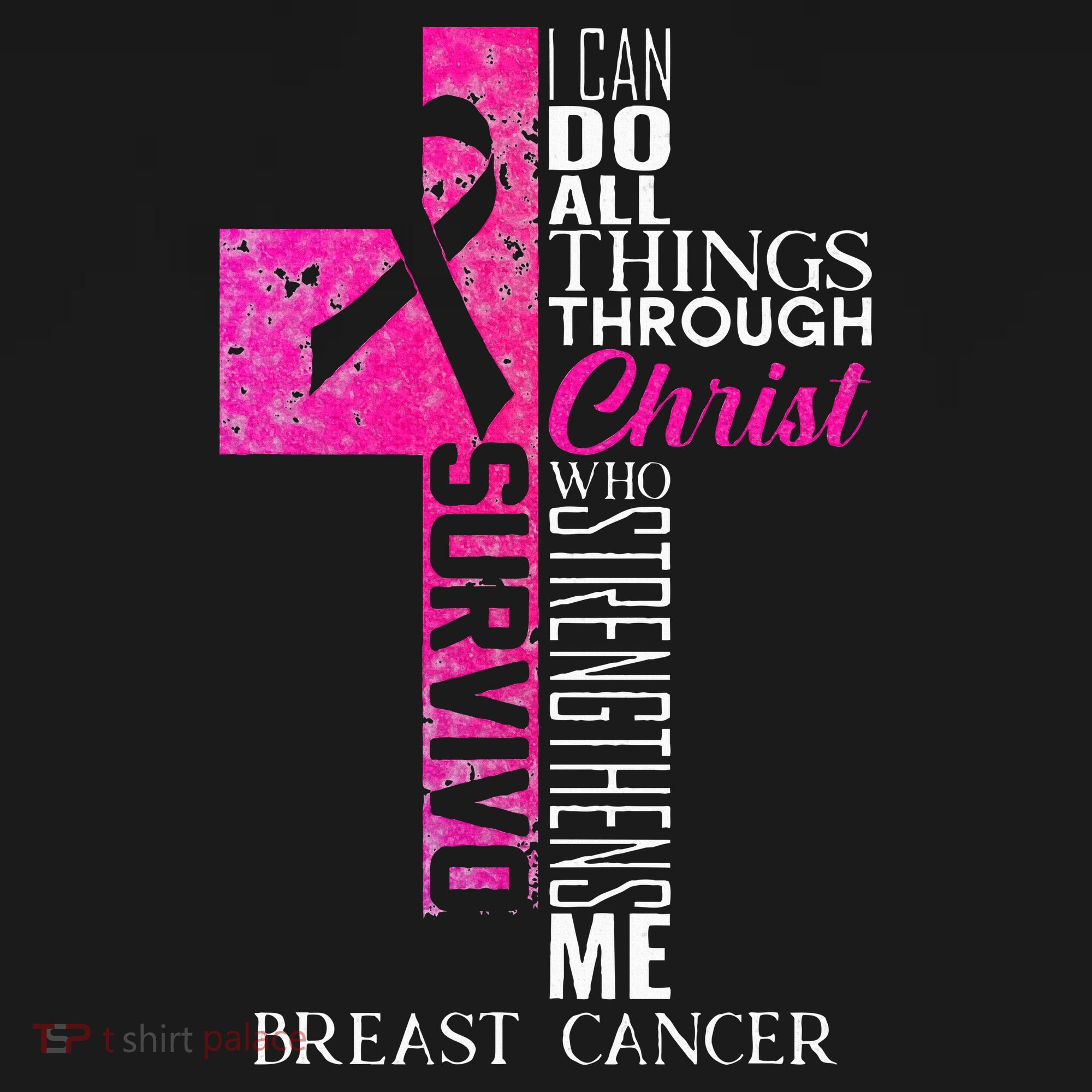 Ribbon Breast Cancer Survivor Christian Cross T-Shirt