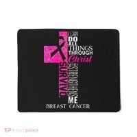 Ribbon Breast Cancer Survivor Christian Cross Mousepad thumb 0