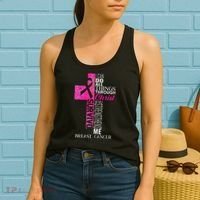 Ribbon Breast Cancer Survivor Christian Cross Women's Tank Top thumb 2