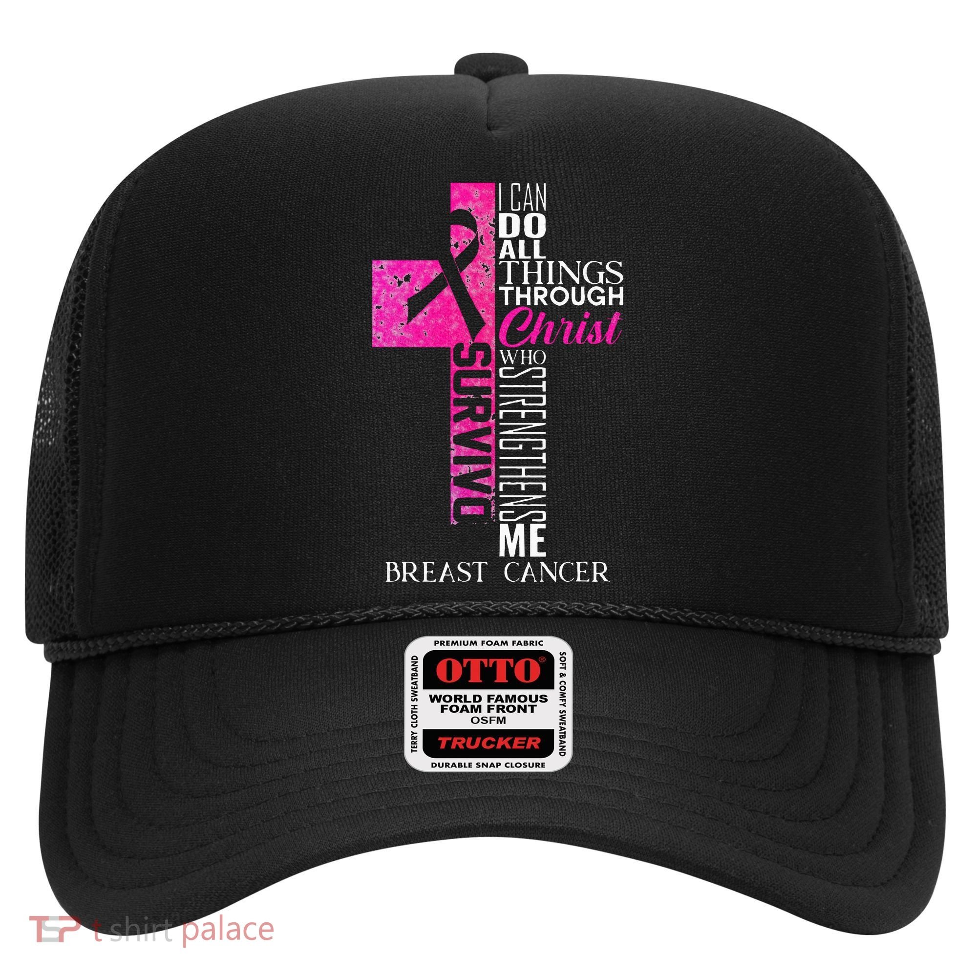 Ribbon Breast Cancer Survivor Christian Cross Hat
