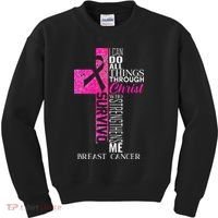 Ribbon Breast Cancer Survivor Christian Cross Kids Sweatshirt thumb 0