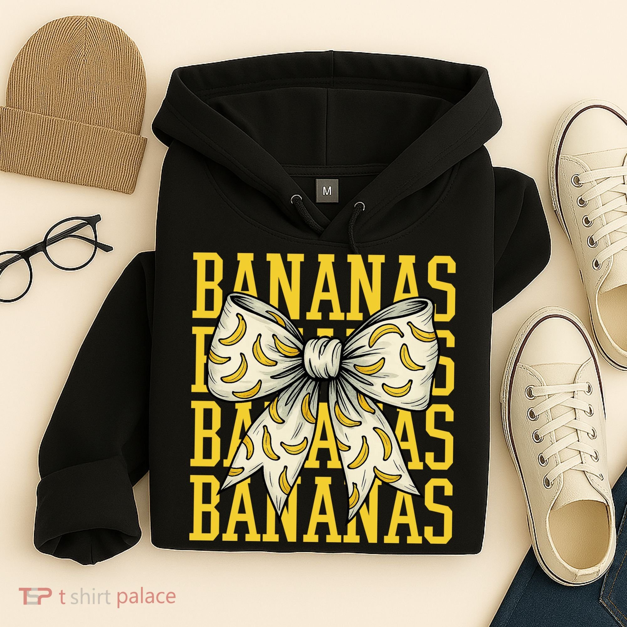 Retro Bananas Coquette Bow Hoodie