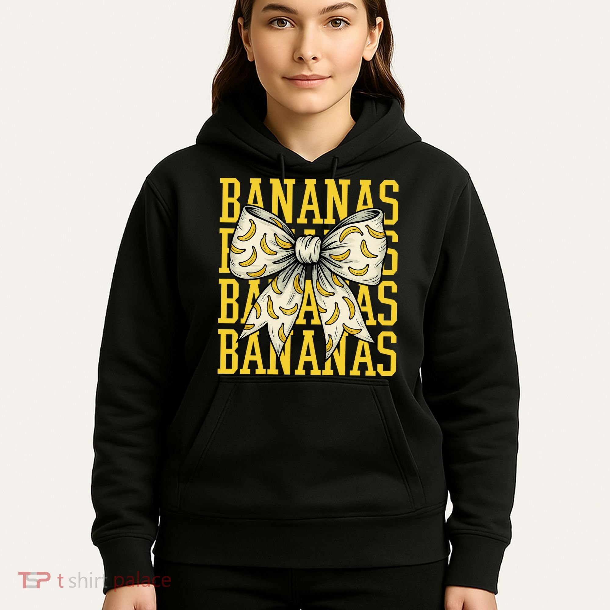 Retro Bananas Coquette Bow Hoodie