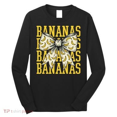 Retro Bananas Coquette Bow Long Sleeve Shirt