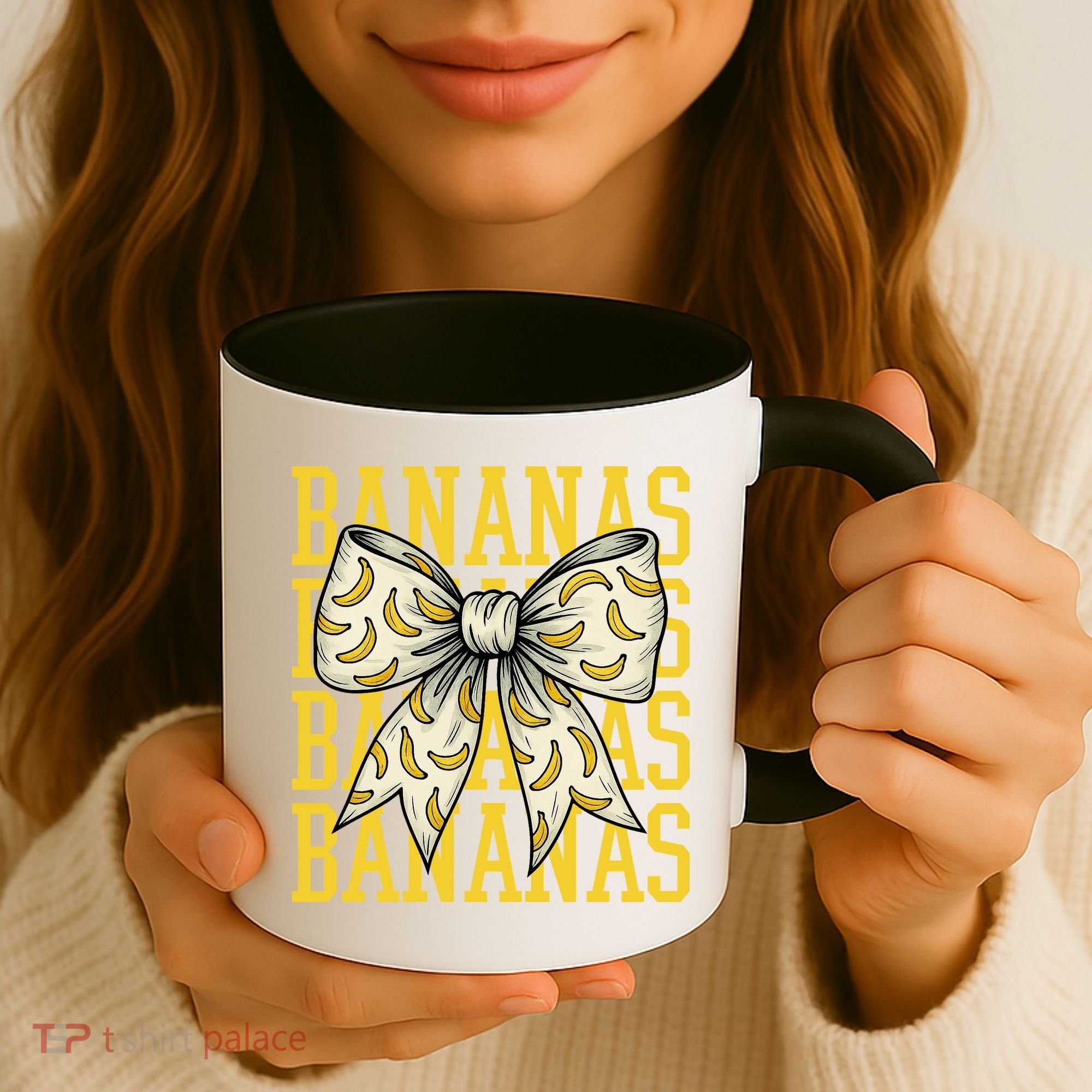 Retro Bananas Coquette Bow Coffee Mug
