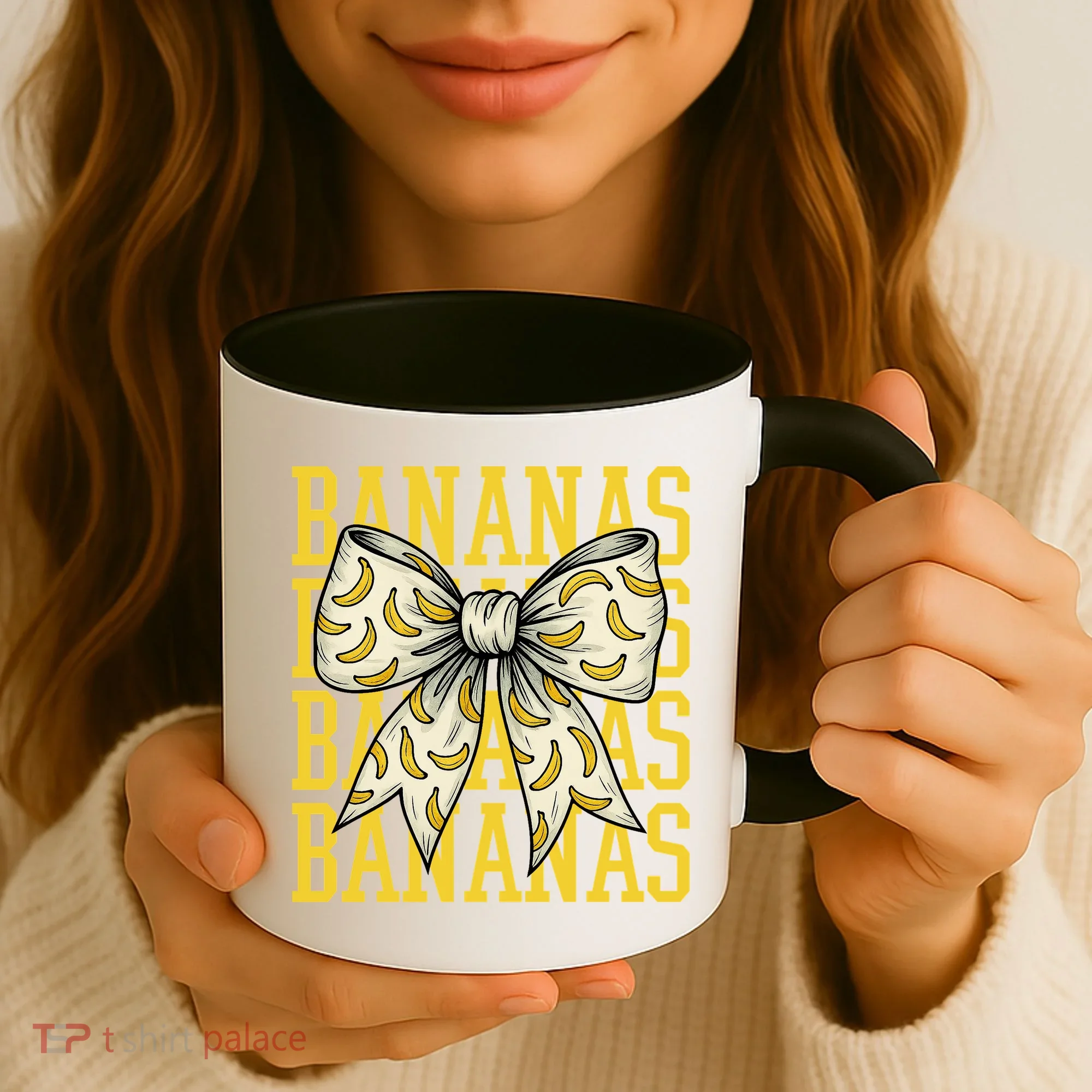 Retro Bananas Coquette Bow Coffee Mug