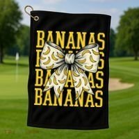 Retro Bananas Coquette Bow Golf Towel thumb 1