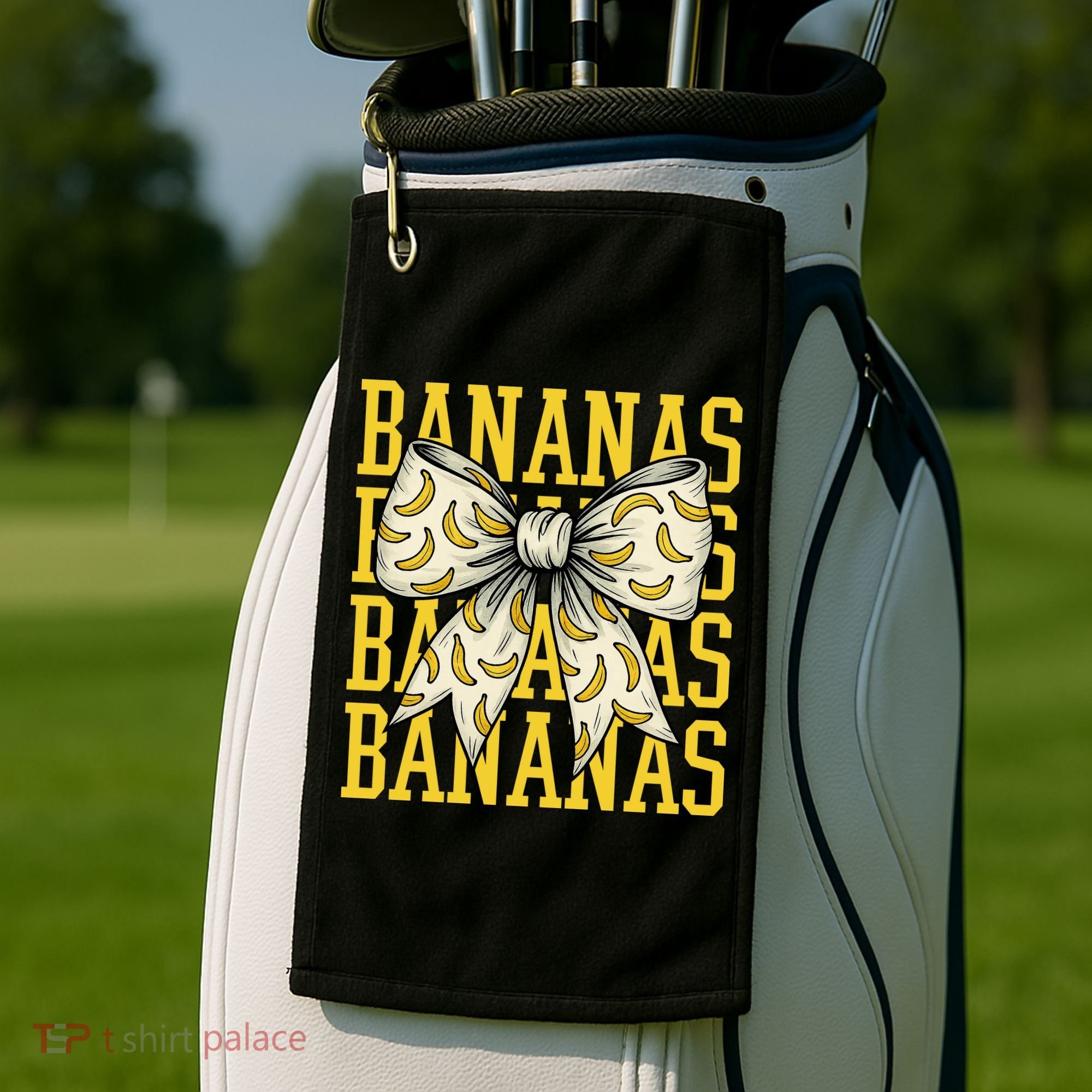 Retro Bananas Coquette Bow Golf Towel