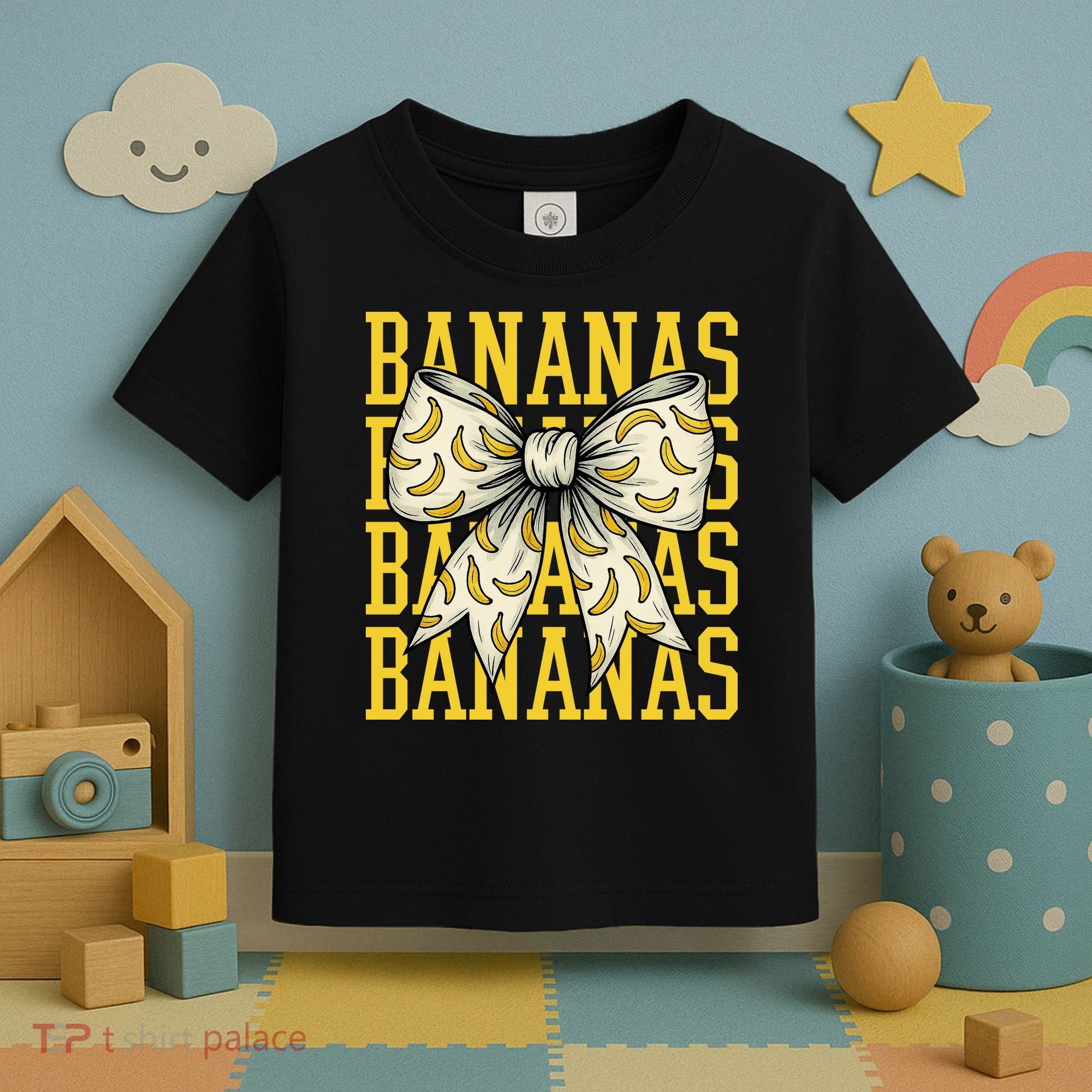 Retro Bananas Coquette Bow Toddler T-Shirt