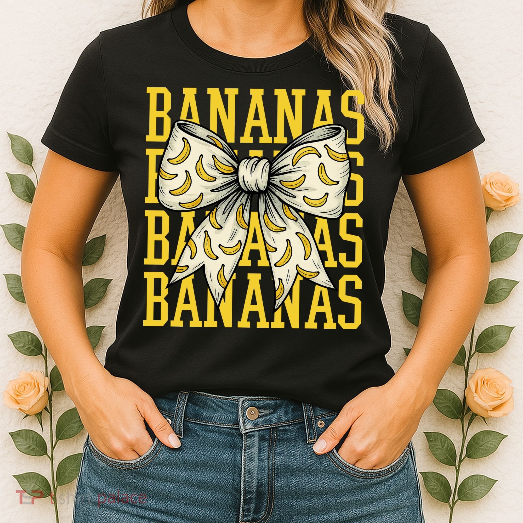 Retro Bananas Coquette Bow Women's T-Shirt