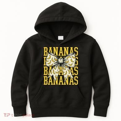 Retro Bananas Coquette Bow Kids Hoodie