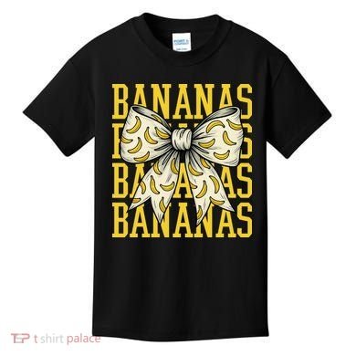 Retro Bananas Coquette Bow Kids T-Shirt