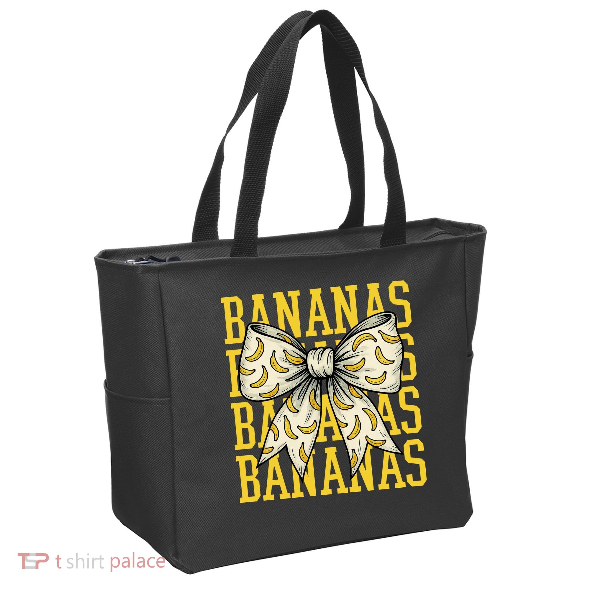 Retro Bananas Coquette Bow Tote Bag