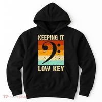 Retro Bass Clef Music Keeping It Low Key Musician Humor Hoodie thumb 0