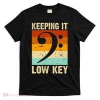 Retro Bass Clef Music Keeping It Low Key Musician Humor T-Shirt thumb 0