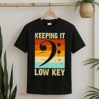 Retro Bass Clef Music Keeping It Low Key Musician Humor T-Shirt thumb 2