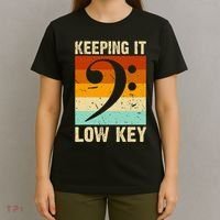 Retro Bass Clef Music Keeping It Low Key Musician Humor T-Shirt thumb 4