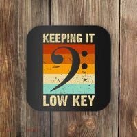 Retro Bass Clef Music Keeping It Low Key Musician Humor Coaster thumb 0