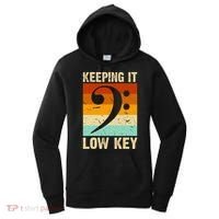 Retro Bass Clef Music Keeping It Low Key Musician Humor Women's Hoodie thumb 0