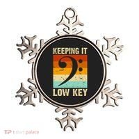 Retro Bass Clef Music Keeping It Low Key Musician Humor Ornament thumb 0