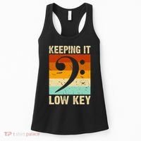 Retro Bass Clef Music Keeping It Low Key Musician Humor Women's Tank Top thumb 0