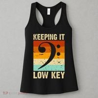 Retro Bass Clef Music Keeping It Low Key Musician Humor Women's Tank Top thumb 3