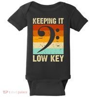 Retro Bass Clef Music Keeping It Low Key Musician Humor Baby Bodysuit thumb 0