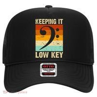 Retro Bass Clef Music Keeping It Low Key Musician Humor Hat thumb 0