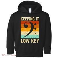 Retro Bass Clef Music Keeping It Low Key Musician Humor Toddler Hoodie thumb 0