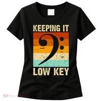 Retro Bass Clef Music Keeping It Low Key Musician Humor Women's T-Shirt thumb 0