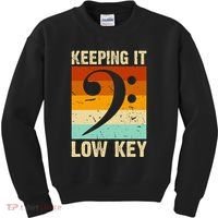Retro Bass Clef Music Keeping It Low Key Musician Humor Kids Sweatshirt thumb 0