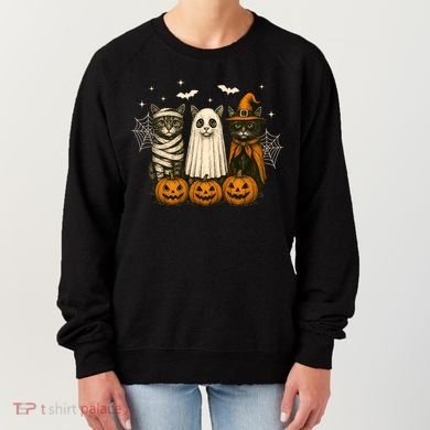 Retro Black Cat Witch Scary Halloween Pumpkin Spooky Women's Sweatshirt