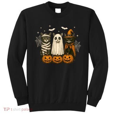 Retro Black Cat Witch Scary Halloween Pumpkin Spooky Sweatshirt