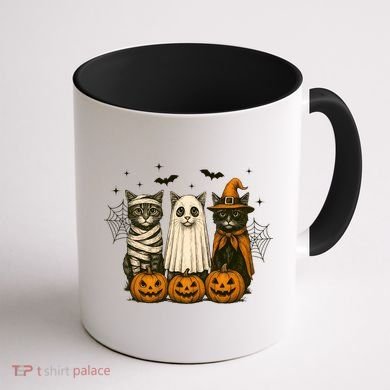 Retro Black Cat Witch Scary Halloween Pumpkin Spooky Coffee Mug back
