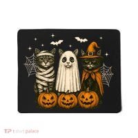 Retro Black Cat Witch Scary Halloween Pumpkin Spooky Mousepad thumb 0