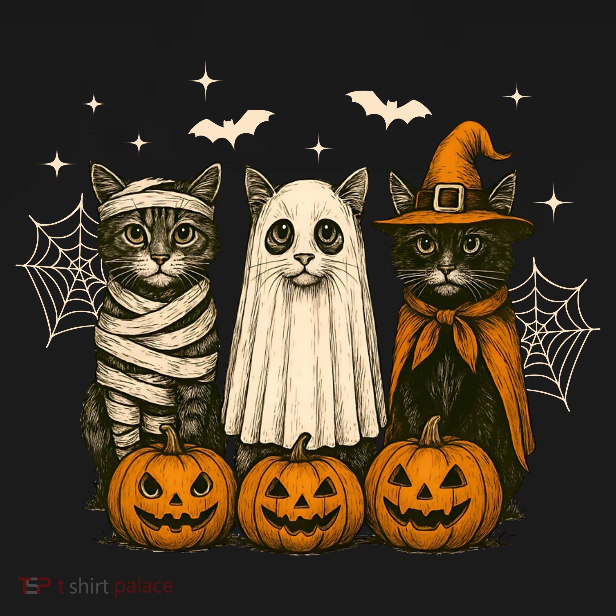 Retro Black Cat Witch Scary Halloween Pumpkin Spooky Mousepad