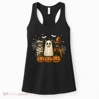 Retro Black Cat Witch Scary Halloween Pumpkin Spooky Women's Tank Top thumb 0