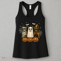 Retro Black Cat Witch Scary Halloween Pumpkin Spooky Women's Tank Top thumb 3