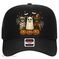 Retro Black Cat Witch Scary Halloween Pumpkin Spooky Hat thumb 0