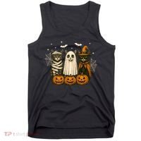 Retro Black Cat Witch Scary Halloween Pumpkin Spooky Tank Top thumb 0