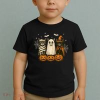 Retro Black Cat Witch Scary Halloween Pumpkin Spooky Toddler T-Shirt thumb 2