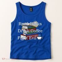 Read Books Coffee Fight Evil Funny Book Reading Meaningful Gift Tank Top thumb 2