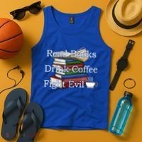 Read Books Coffee Fight Evil Funny Book Reading Meaningful Gift Tank Top thumb 4
