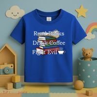Read Books Coffee Fight Evil Funny Book Reading Meaningful Gift Toddler T-Shirt thumb 3