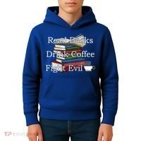 Read Books Coffee Fight Evil Funny Book Reading Meaningful Gift Kids Hoodie thumb 4